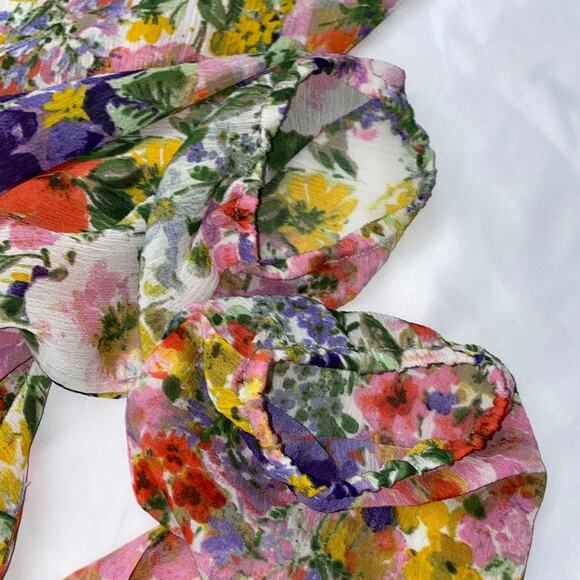 Norm Thompson Escape Ordinary Women Floral Sheer Blouse Top Button M Boho Hi Low - Picture 12 of 14